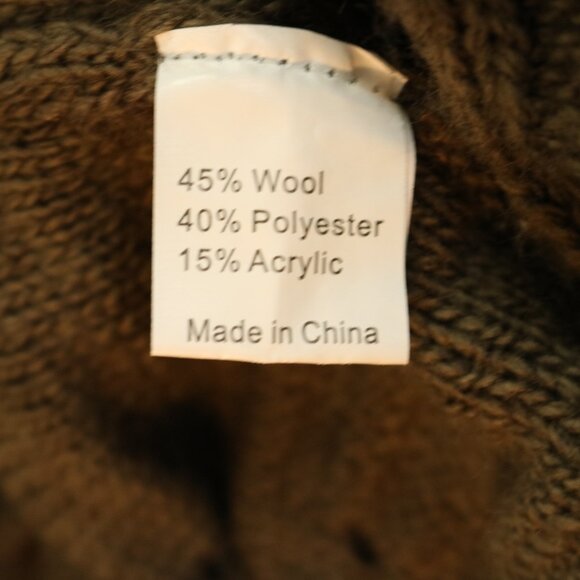 John Fashion Cardigan Sweater Open Front Draped Ruffles Knit Green Brown - Picture 9 of 11